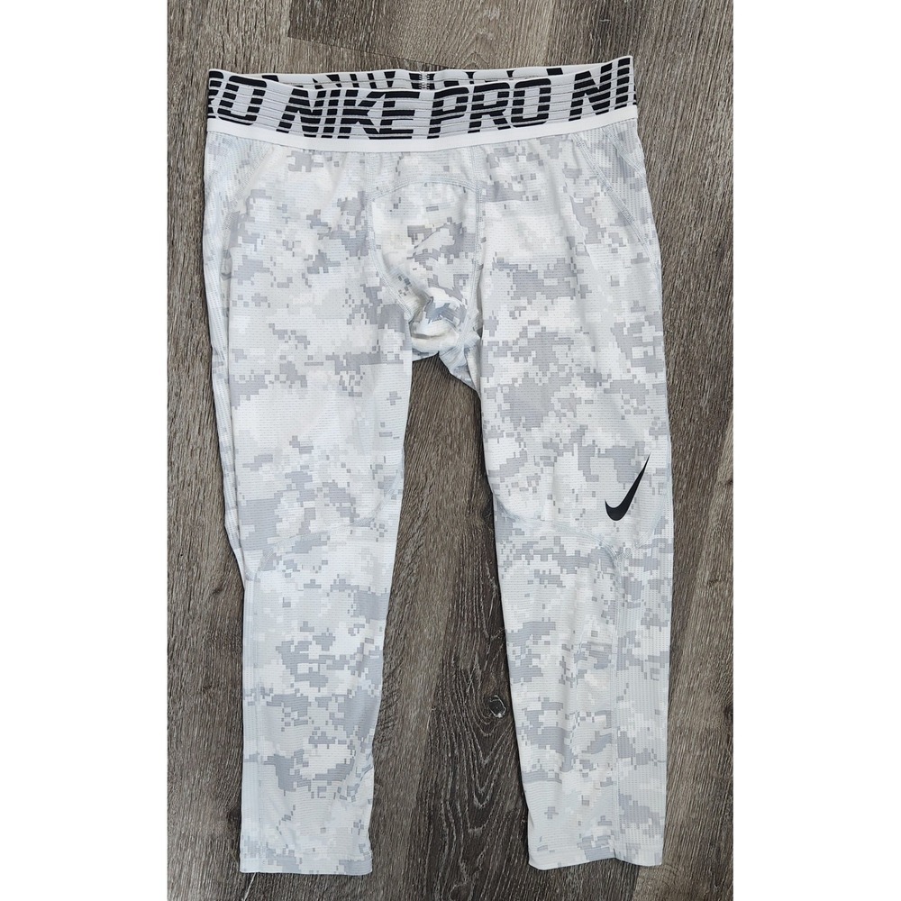 Nike Pro Hypercool Mens Compression Tights Digital Camo White Grey 828162-100 M